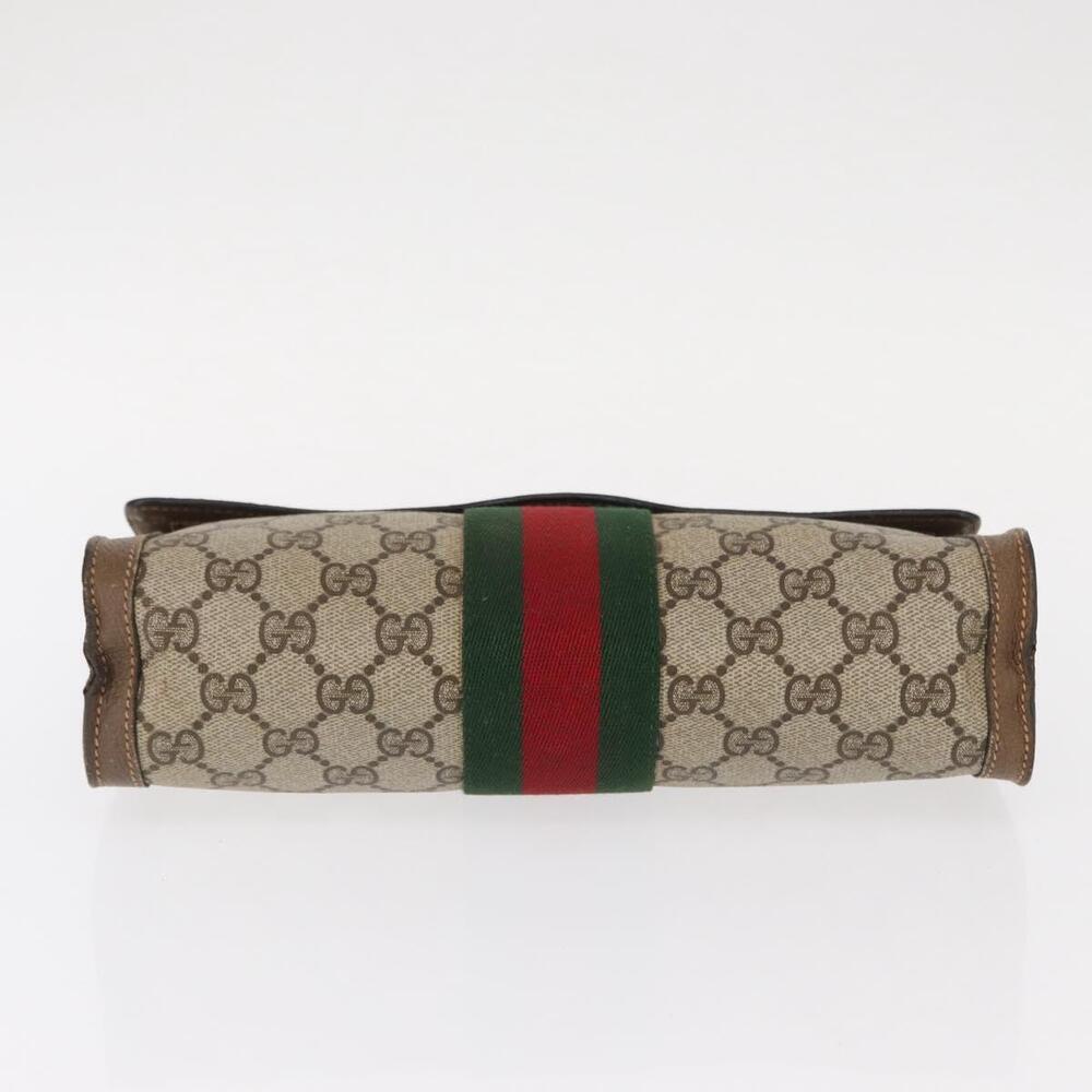 GUCCI GG Supreme Web Sherry Line Clutch Bag PVC Beige Gold 89 01 006 Auth 155387 - Picture 6 of 16